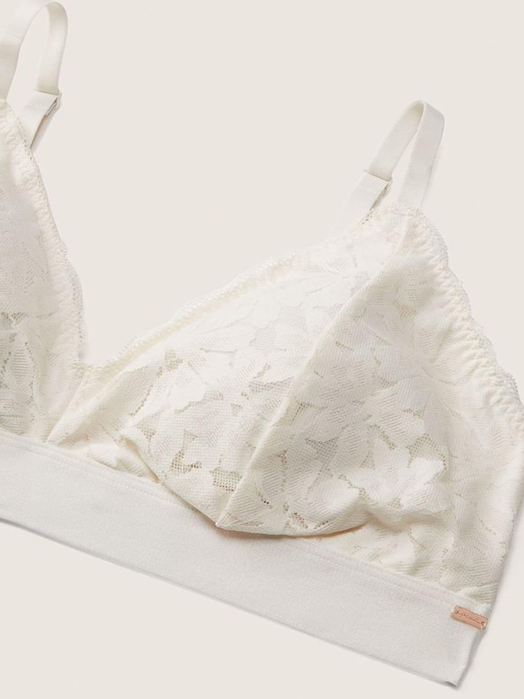 Victoria's Secret PINK Coconut White Fuller Cup Lace Unlined Triangle Bralette - Image 4 of 4 Victoria's Secret PINK Coconut White Fuller Cup Lace Unlined Triangle Bralette - Image 4 of 4