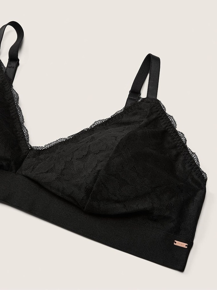 Victoria's Secret PINK Black Fuller Cup Lace Unlined Triangle Bralette - Image 4 of 4 Victoria's Secret PINK Black Fuller Cup Lace Unlined Triangle Bralette - Image 4 of 4