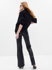 Gap Black High Rise 70s Flare Faux Leather Trousers - Image 2 of 5