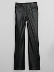 Gap Black High Rise 70s Flare Faux Leather Trousers - Image 5 of 5