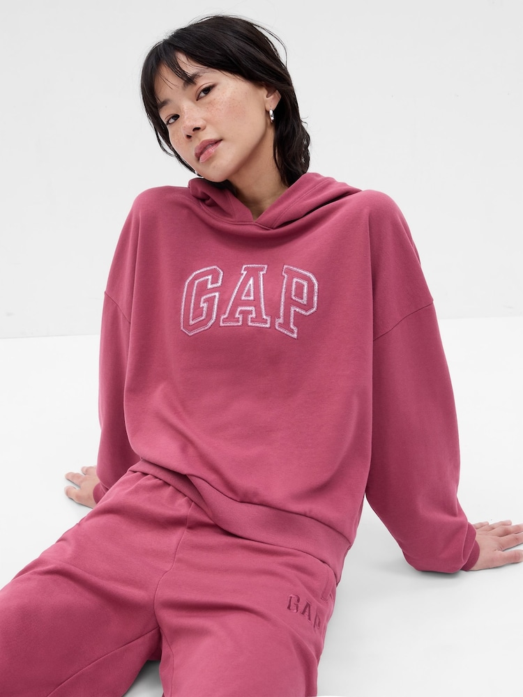 Gap Pink Vintage Soft Arch Logo Long Sleeve Hoodie - Image 1 of 2
