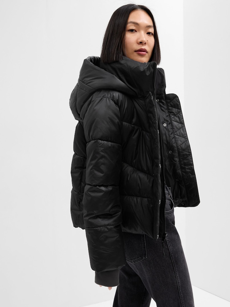 Gap Black Cropped ColdControl Max Puffer Coat - Image 2 of 2