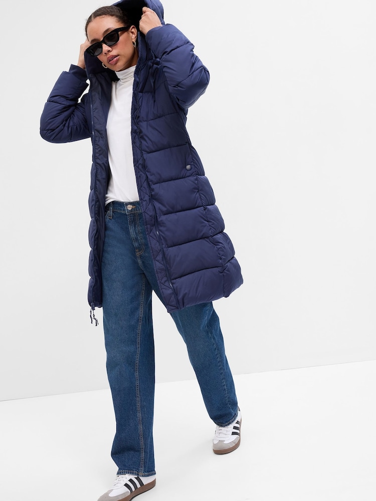 Gap Blue ColdControl Long Puffer Coat - Image 1 of 2