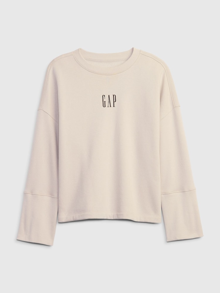 Gap Beige Vintage Soft Crew Neck Long Sleeve Logo Sweatshirt - Image 3 of 3
