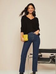 Friends Like These Black V Neck Tunic Knitted Jumper - Image 3 of 4