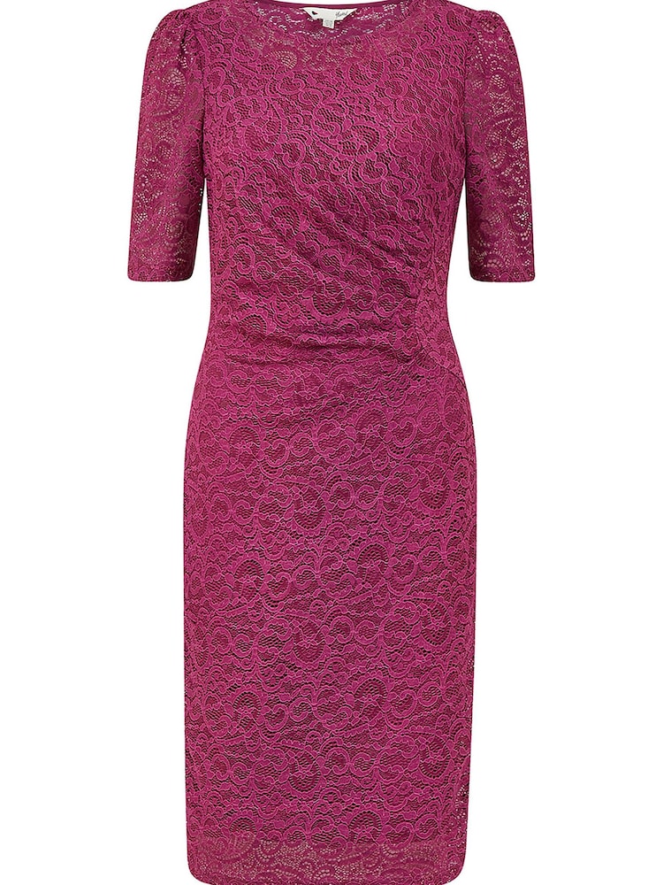 Yumi Pink Ruched Lace Dress - Image 4 of 4