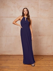 TFNC Navy Halter Neck Sidony Keyhole Maxi Dress - Image 1 of 1