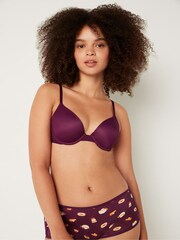 Victoria's Secret PINK Rich Maroon Purple Smooth Push Up T-Shirt Bra - Image 1 of 4