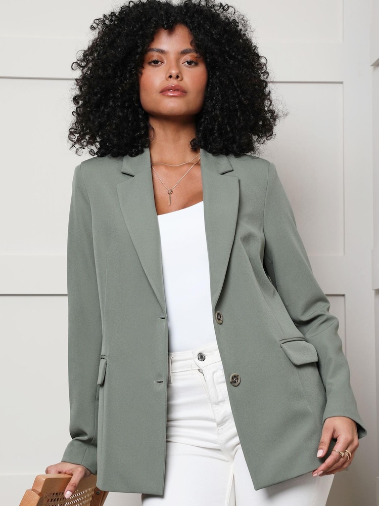 Threadbare Khaki Green Relaxed Fit Blazer - Image 1 of 1