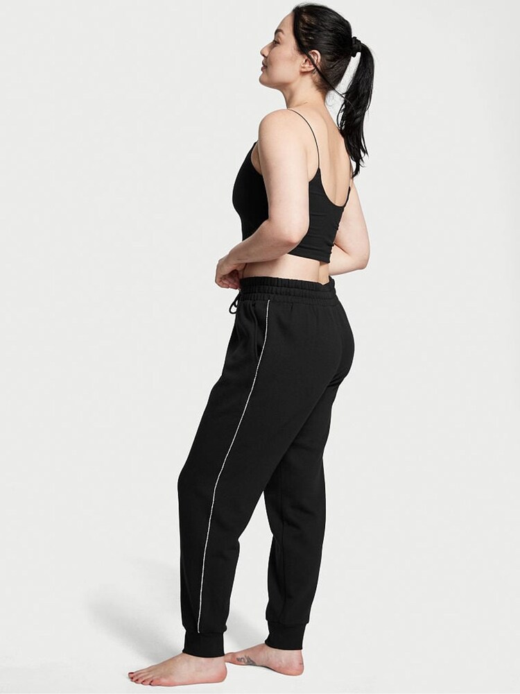 Victoria's Secret Graphic Pure Black Fleece Jogger - Image 2 of 3 Victoria's Secret Graphic Pure Black Fleece Jogger - Image 2 of 3