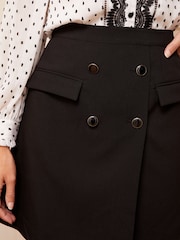 Love & Roses Black Tailored Button Detail Mini Wrap Skirt - Image 4 of 4