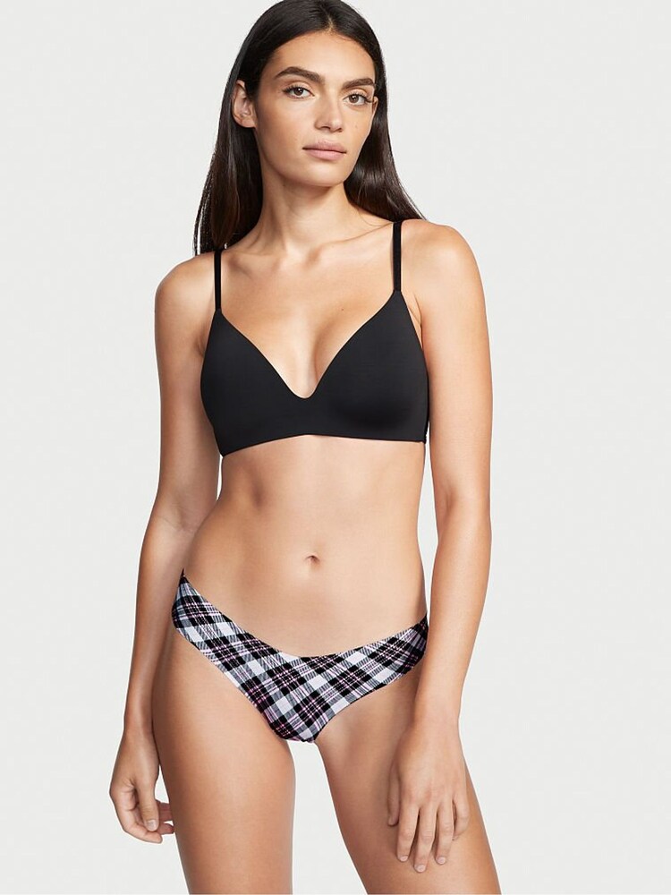 Victoria's Secret Black White Plaid Raw Cut Thong Knickers - Image 1 of 3 Victoria's Secret Black White Plaid Raw Cut Thong Knickers - Image 1 of 3