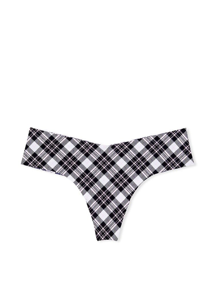Victoria's Secret Black White Plaid Raw Cut Thong Knickers - Image 3 of 3