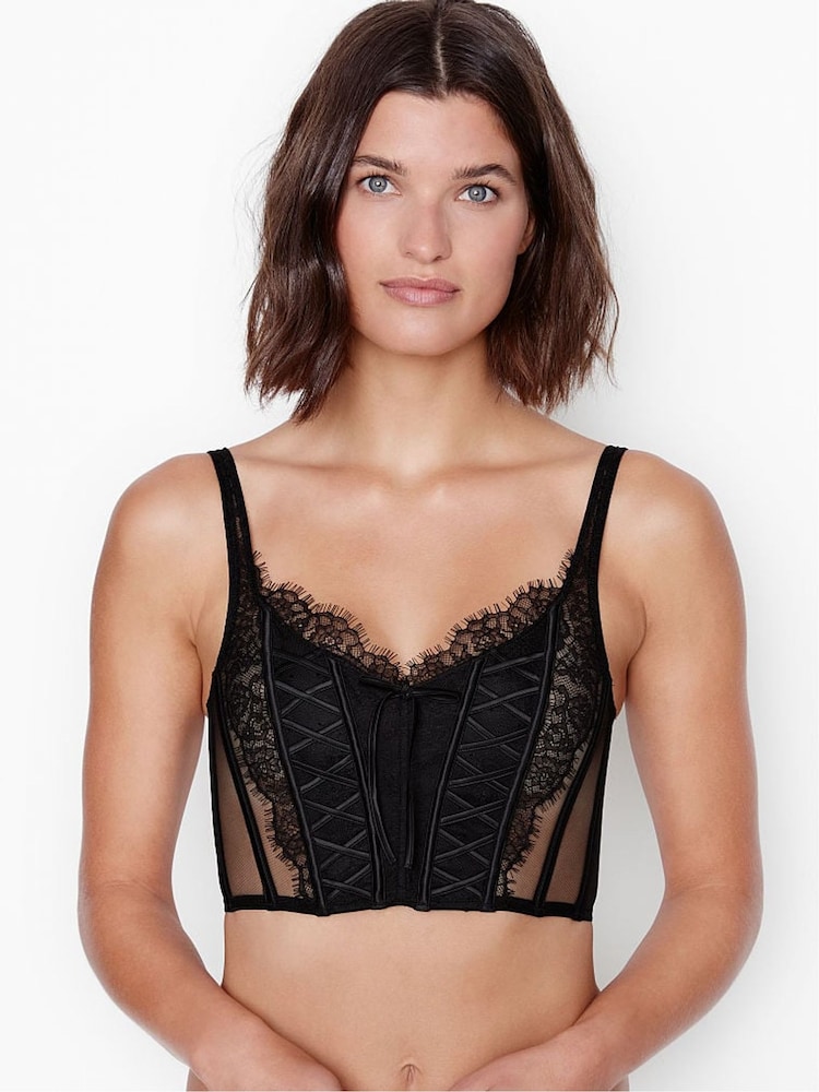 Victoria's Secret Black Lace Unlined Corset Bra Top - Image 1 of 1