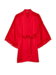 Victoria's Secret Lipstick Red Lace Inset Robe - Image 4 of 4