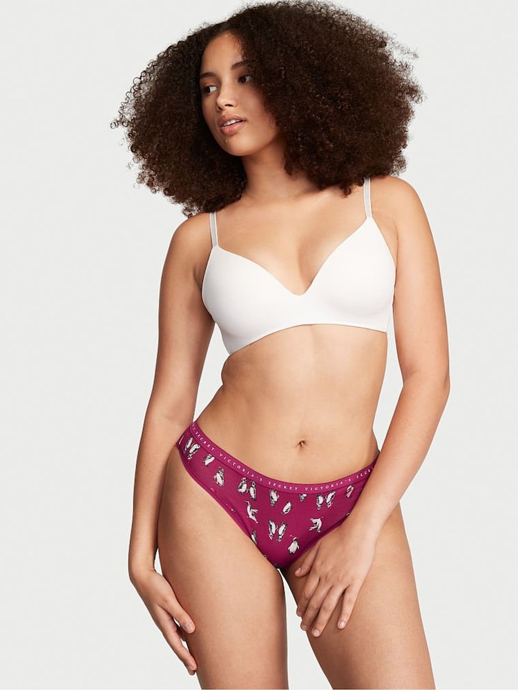 Victoria's Secret Purple Festive Penguins Stretch Cotton Bikini Panty - Image 1 of 3