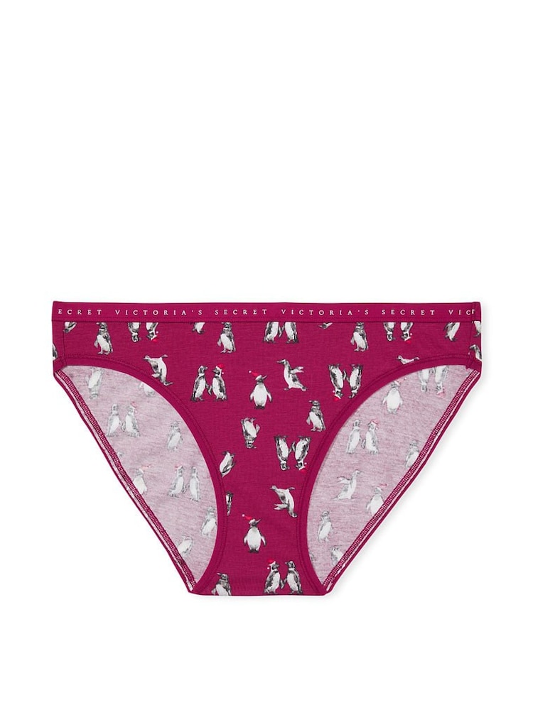Victoria's Secret Purple Festive Penguins Stretch Cotton Bikini Panty - Image 3 of 3