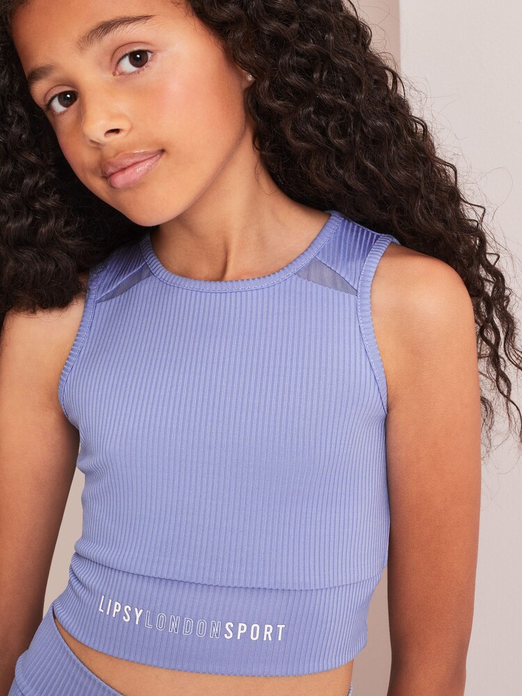 Lipsy Deep Blue Sleeveless Active Crop Top - Image 1 of 4