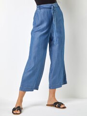 Roman Blue Tie Waist Culottes - Image 1 of 1