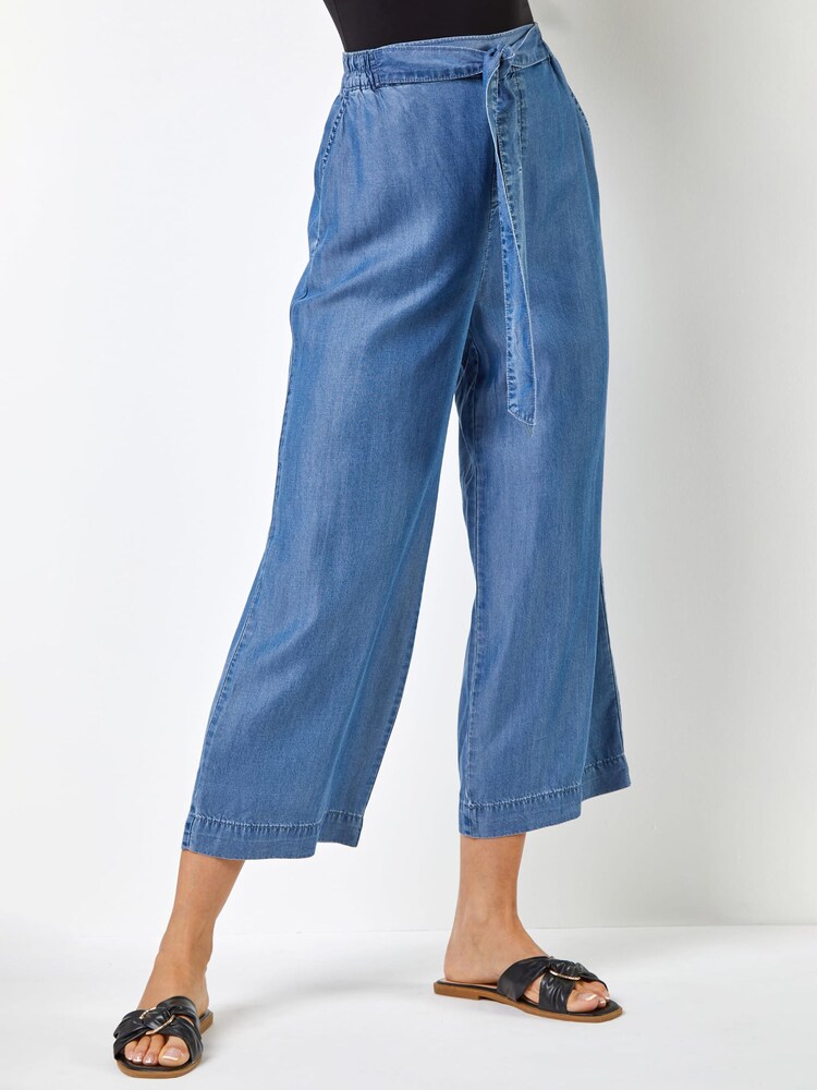 Roman Blue Tie Waist Culottes - Image 1 of 1