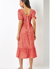 Roman Red Ditsy Animal Frill Hem Midi Dress - Image 2 of 5