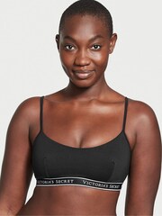 Victoria's Secret Black Logo Cotton Scoop Bralette - Image 1 of 3