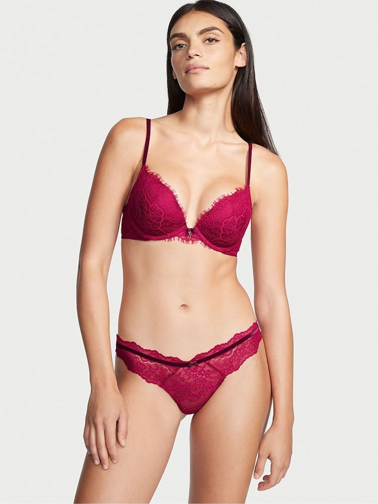 Victoria's Secret Claret Red Lace Thong Knickers - Image 1 of 3
