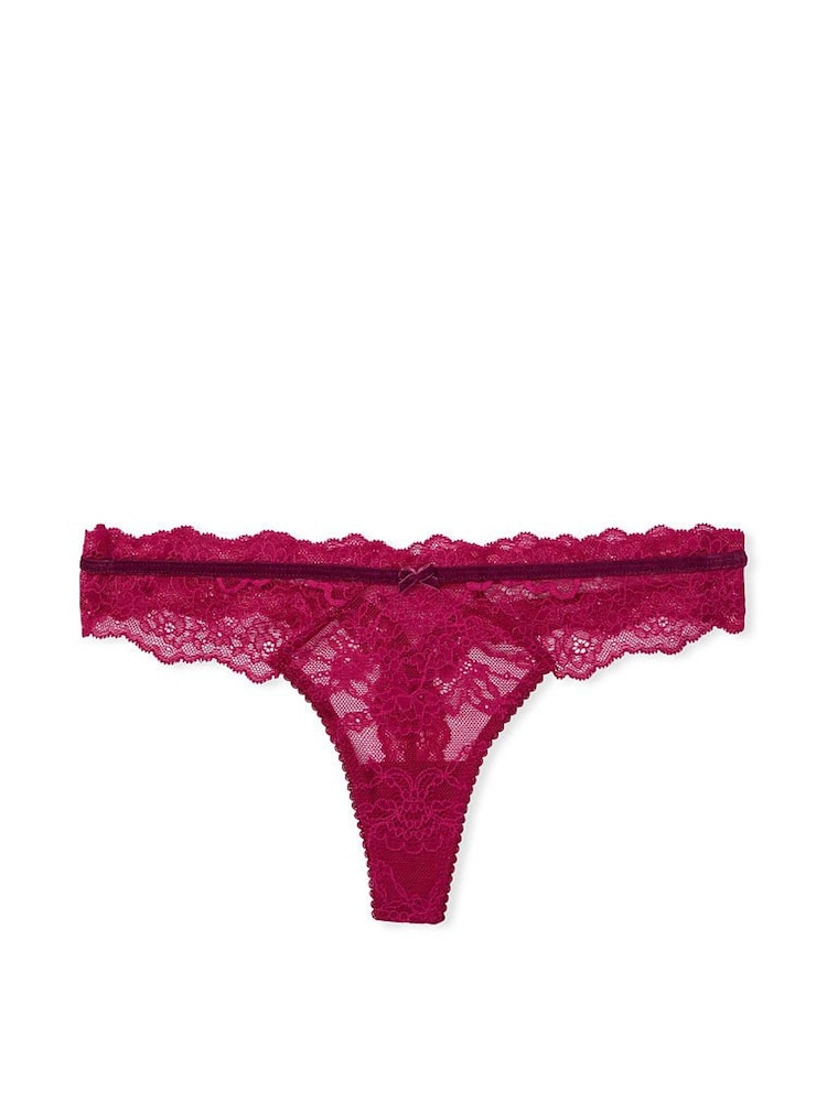 Victoria's Secret Claret Red Lace Thong Knickers - Image 3 of 3