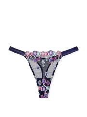 Victoria's Secret Noir Navy Blue Bejeweled Embroidery Thong Knickers - Image 4 of 4