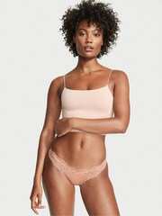 Victoria's Secret Evening Blush Nude Lace Trim Cheekini Knickers - Image 1 of 1