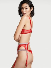 Victoria's Secret Lipstick Red Lace Shine Strap Suspenders - Image 2 of 4