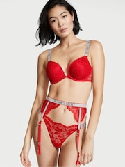 Victoria's Secret Lipstick Red Lace Shine Strap Suspenders - Image 3 of 4