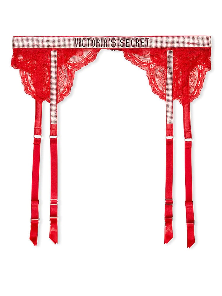 Victoria's Secret Lipstick Red Lace Shine Strap Suspenders - Image 4 of 4