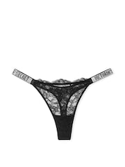 Victoria's Secret Black Lace Thong Shine Strap Knickers - Image 4 of 4
