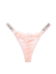 Victoria's Secret Purest Pink Lace Thong Shine Strap Knickers - Image 4 of 4