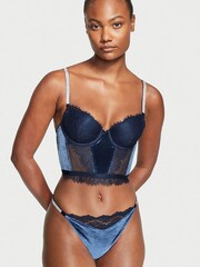 Victoria's Secret Blue Velvet Lace Shine Strap G String Knickers - Image 1 of 1