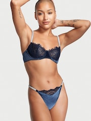 Victoria's Secret Blue Velvet Lace Shine Strap G String Knickers - Image 3 of 4