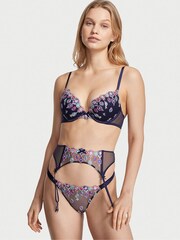 Victoria's Secret Noir Navy Blue Embroidered Suspenders - Image 1 of 1