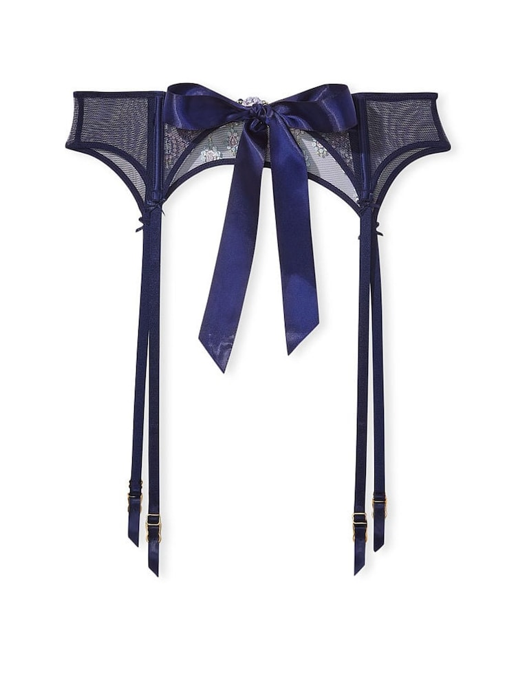 Victoria's Secret Noir Navy Blue Embroidered Suspenders - Image 4 of 4