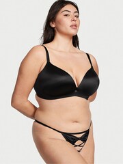 Victoria's Secret Black Very Sexy Bow Lace Up G String Knickers - Image 1 of 2