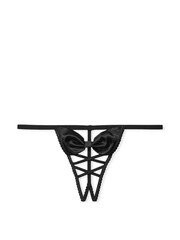 Victoria's Secret Black Very Sexy Bow Lace Up G String Knickers - Image 2 of 2