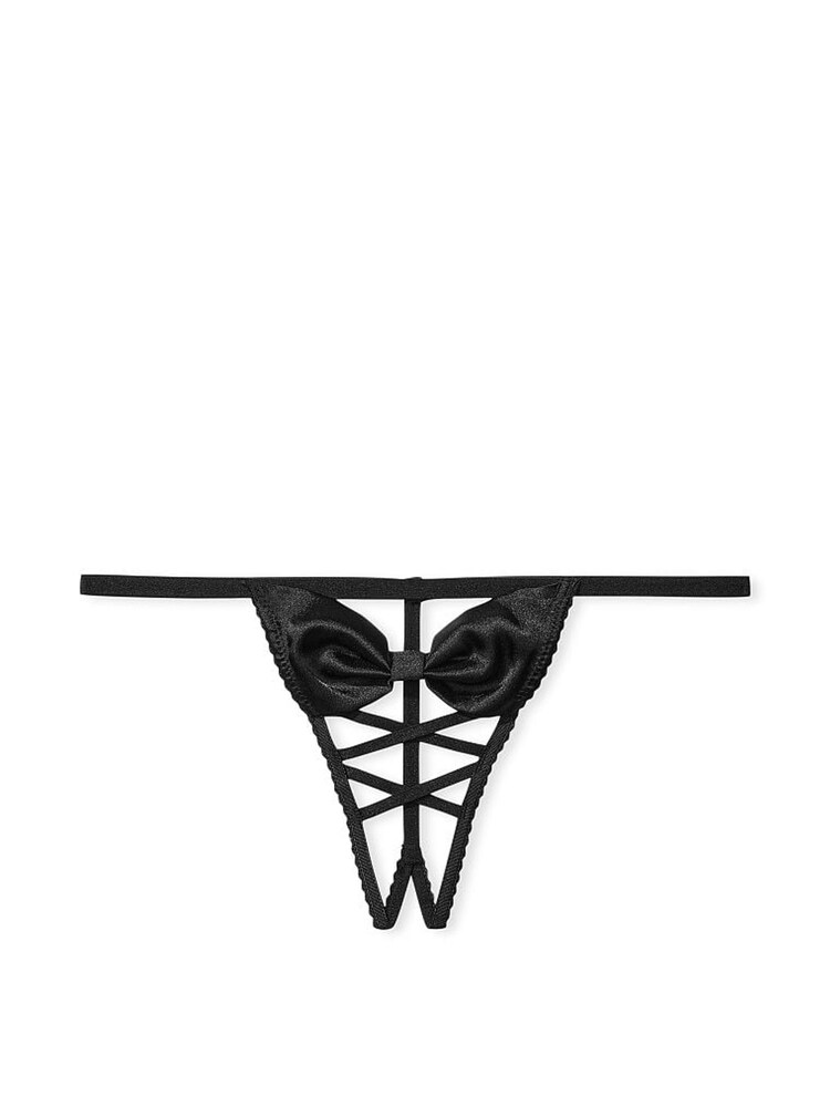 Victoria's Secret Black Very Sexy Bow Lace Up G String Knickers - Image 2 of 2