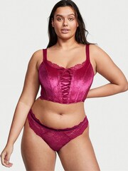 Victoria's Secret Claret Red Unlined LaceUp Velvet Corset Top - Image 3 of 4