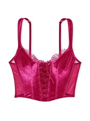 Victoria's Secret Claret Red Unlined LaceUp Velvet Corset Top - Image 4 of 4