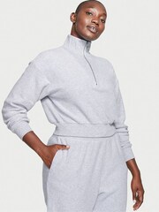 Victoria's Secret Medum Heather Grey Half Zip High Neck Lounge Sweatshirt - Image 1 of 4