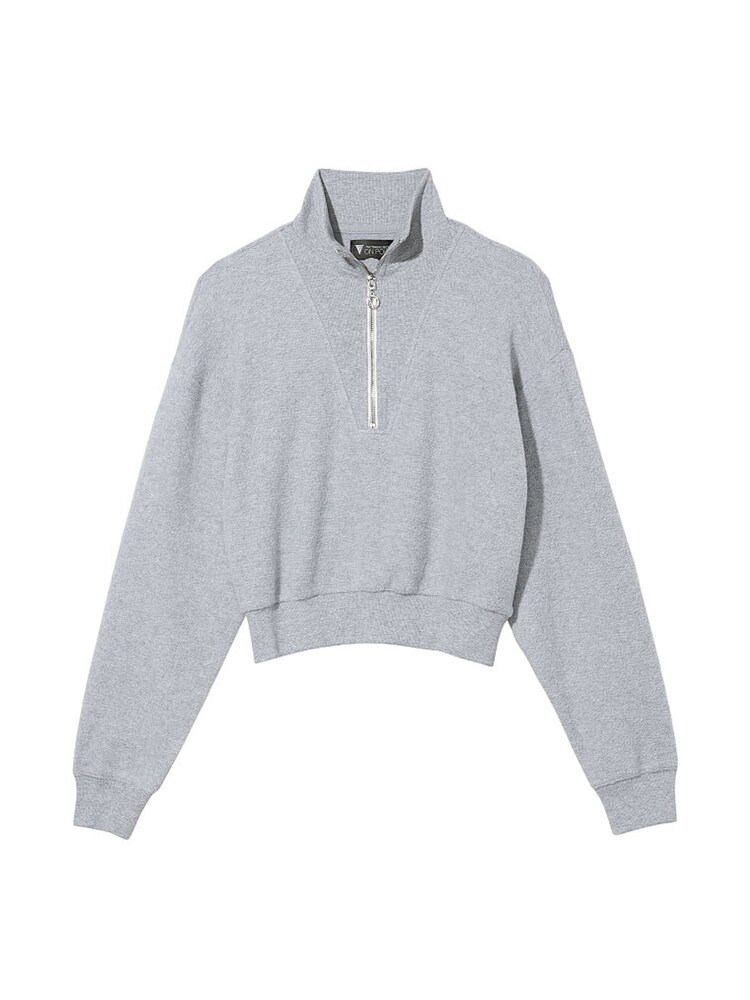 Victoria's Secret Medum Heather Grey Half Zip High Neck Lounge Sweatshirt - Image 4 of 4 Victoria's Secret Medum Heather Grey Half Zip High Neck Lounge Sweatshirt - Image 4 of 4