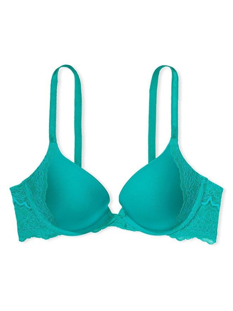 Victoria's Secret Capri Sea Blue Smooth Lace Wing Push Up Bra - Image 3 of 3