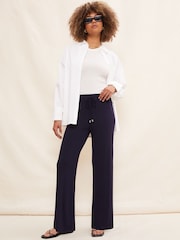 Friends Like These Navy Petite Jersey Wide Leg Trousers - Image 3 of 4