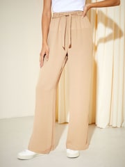 Friends Like These Nude Wide Leg Belted Paperbag Trousers - Image 1 of 4
