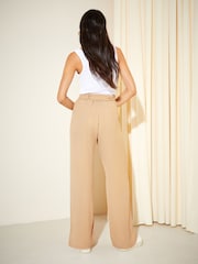 Friends Like These Nude Wide Leg Belted Paperbag Trousers - Image 2 of 4